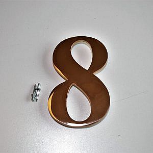 Huisnummer getal 8 Brons BZ/PVD/TIN incl Bevestiging (huisnummer) (nummer) (getal) (huis)